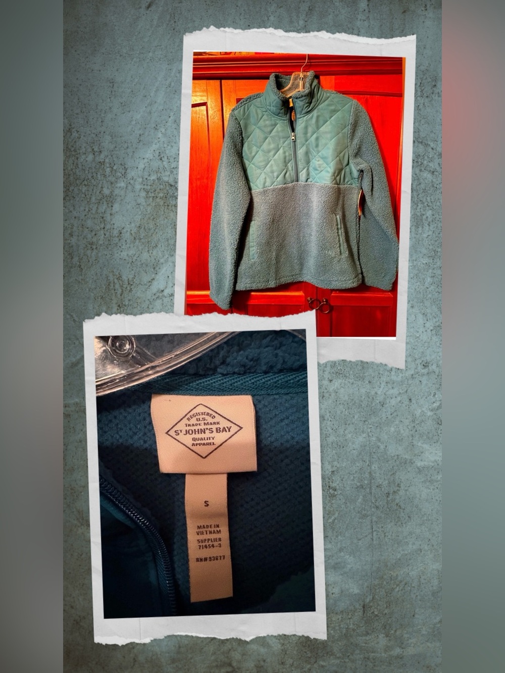 St. John's Bay Teal Fleece Pullover #1424‎